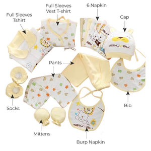 17 pcs Unisex Kids Wear Baby Hamper - YELLOW (0–3 Months) - Baby Gifting