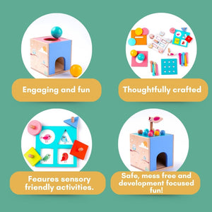Cots and Cuddles Wooden 5 in 1 Activity Cube for Kids - The Mom Store