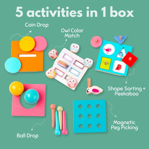 Cots and Cuddles Wooden 5 in 1 Activity Cube for Kids - The Mom Store