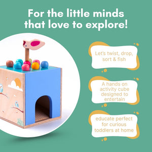 Cots and Cuddles Wooden 5 in 1 Activity Cube for Kids - The Mom Store