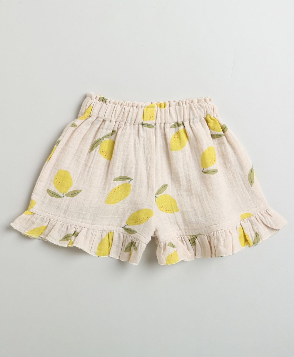 Sweetlime By AS Lemon Print Ruffle Organic Cotton Co-ord Set