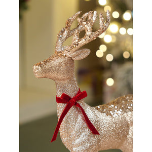 18 inches & 15inches 2pcs Bronze sequence gold Reindeer Combo Christmas Décor and Decoration - Christmas