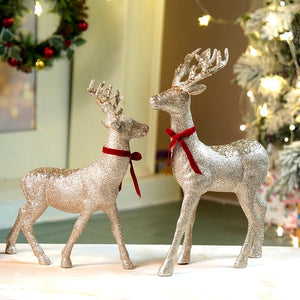 18 inches & 15inches 2pcs Bronze sequence gold Reindeer Combo Christmas Décor and Decoration - Christmas