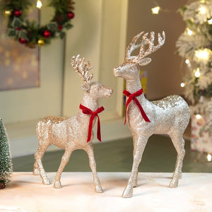 18 inches & 15inches 2pcs Bronze sequence gold Reindeer Combo Christmas Décor and Decoration - Christmas