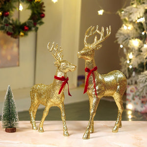18 inches & 15inches 2pcs Gold Reindeer Combo Christmas Décor and Decoration - Christmas