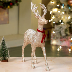 18 inches & 15inches 2pcs White sequence gold Reindeer Combo Christmas Décor and Decoration - Christmas