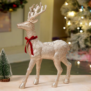 18 inches & 15inches 2pcs White sequence gold Reindeer Combo Christmas Décor and Decoration - Christmas