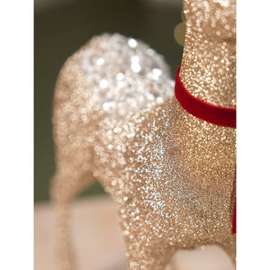 18 inches & 15inches 2pcs White sequence gold Reindeer Combo Christmas Décor and Decoration - Christmas