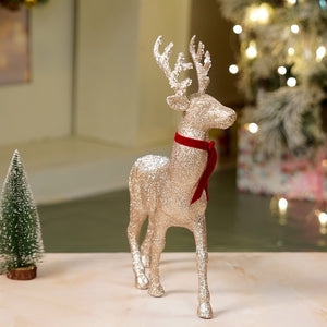 18 inches & 15inches 2pcs White sequence gold Reindeer Combo Christmas Décor and Decoration - Christmas