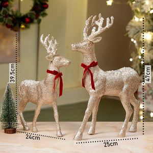 18 inches & 15inches 2pcs White sequence gold Reindeer Combo Christmas Décor and Decoration - Christmas