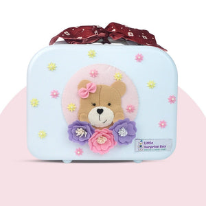 18 pcs Baby Pink Teddy Birthday Gift Hamper set for Baby Girl with travelling Suitcase, - Baby Gifting