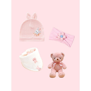 18 pcs Baby Pink Teddy Birthday Gift Hamper set for Baby Girl with travelling Suitcase, - Baby Gifting
