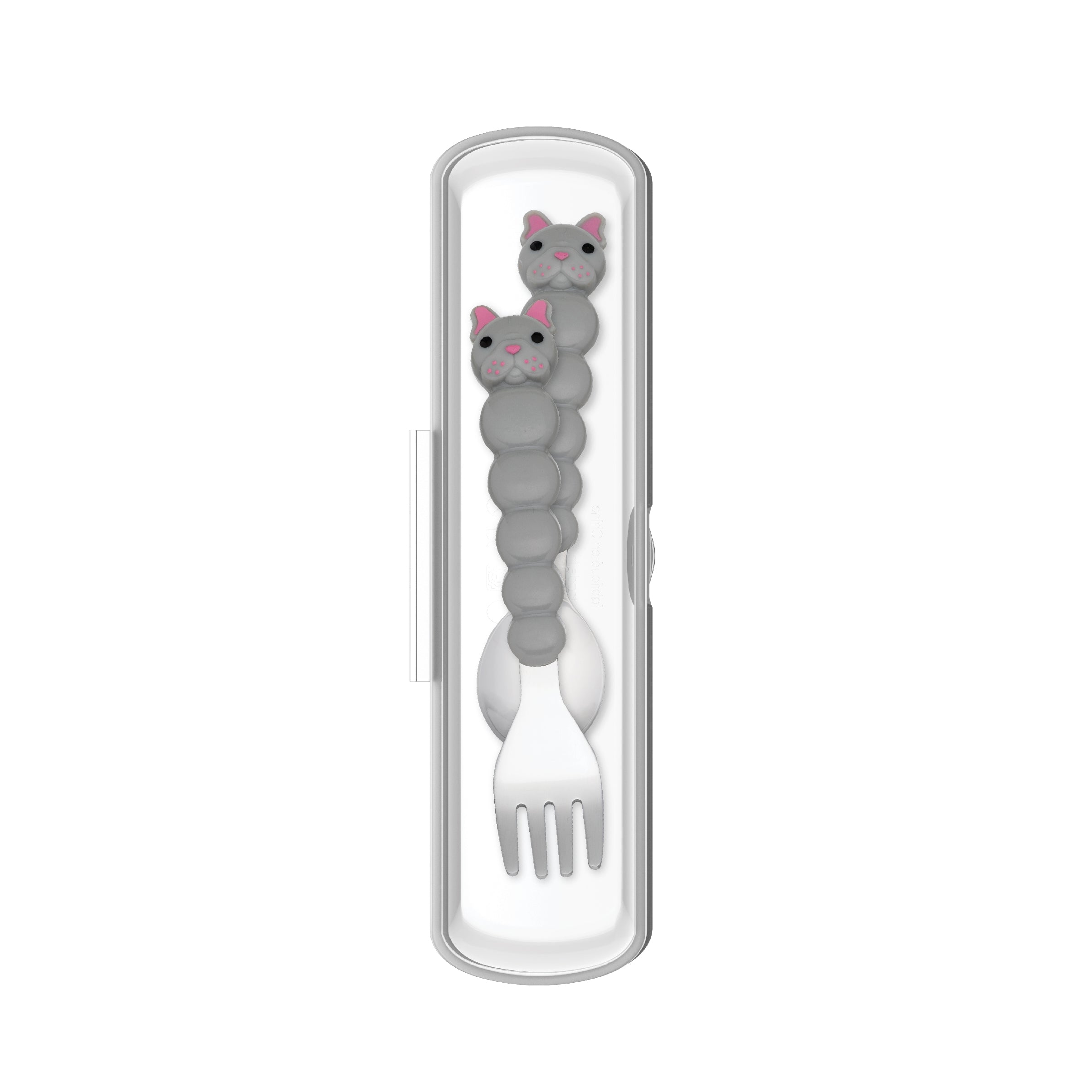 Melii Spoon & Fork with Case- Grey