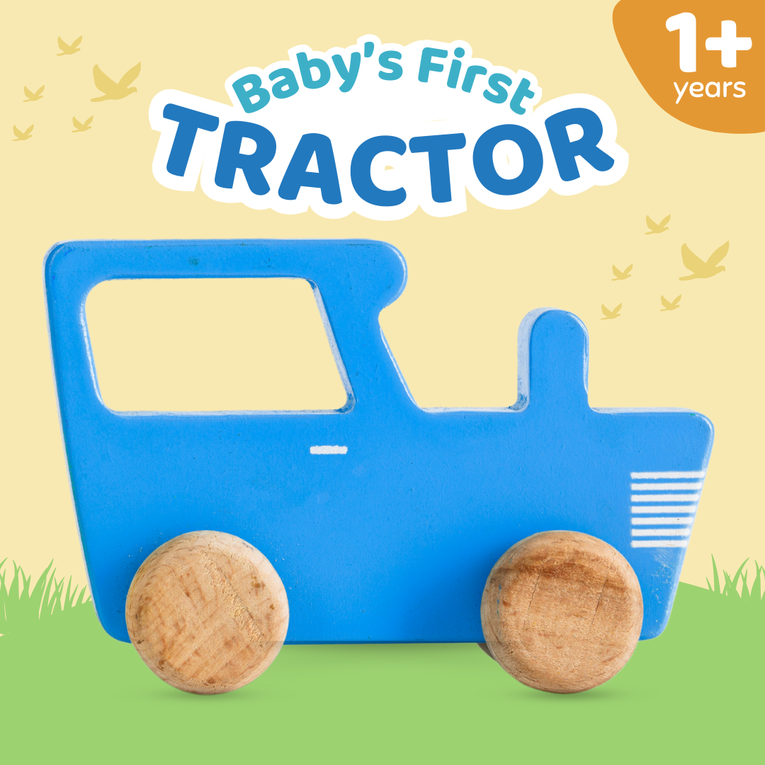 Cots and Cuddles Wooden Blue Tractor Toy for Kids