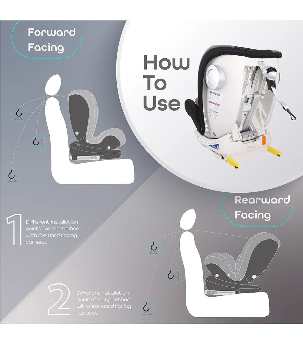 Moon Melhor Car Seat Black Birth to 12 Years