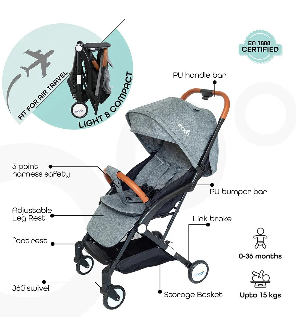 Moon Ritzi Stroller Grey Birth to 18 kg