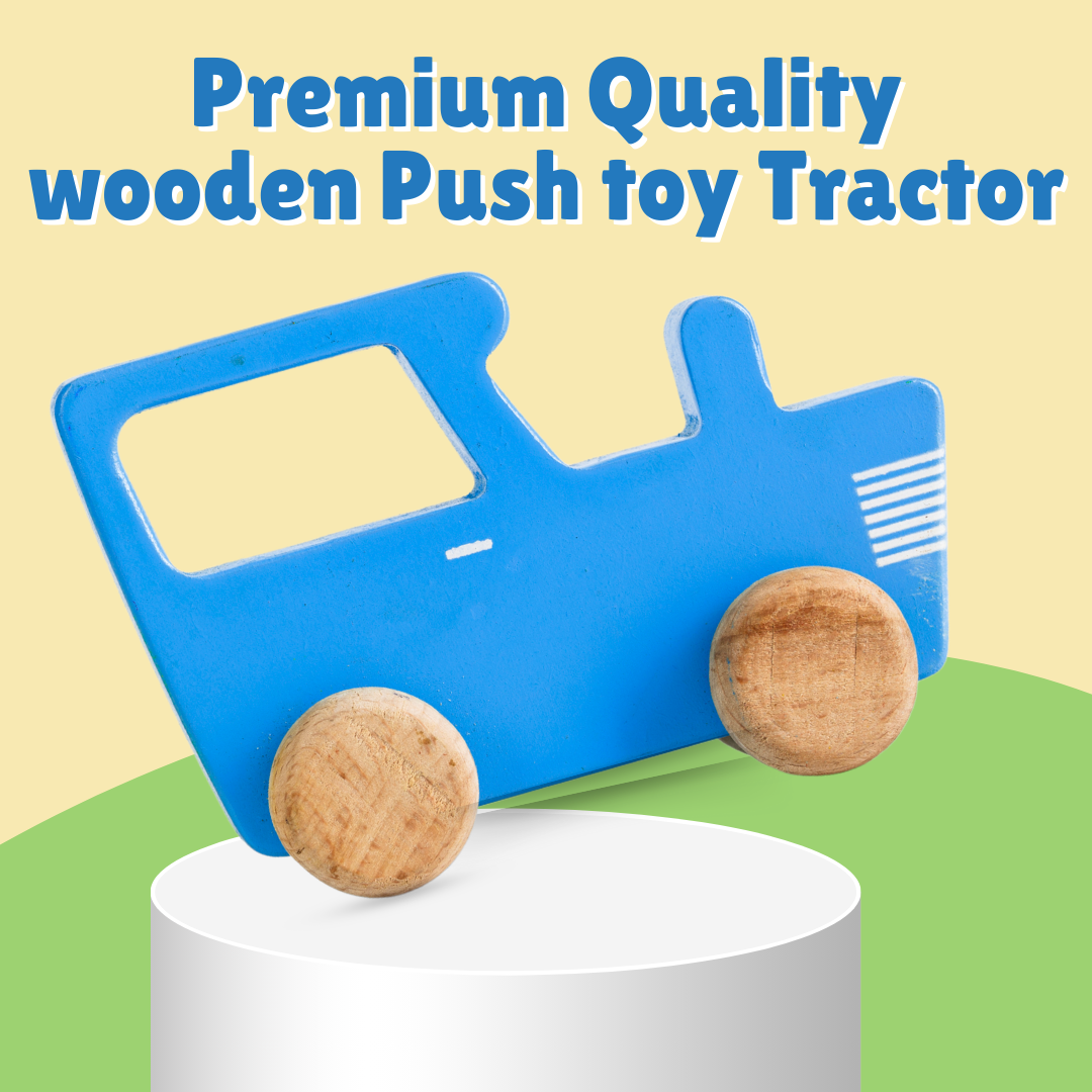 Cots and Cuddles Wooden Blue Tractor Toy for Kids