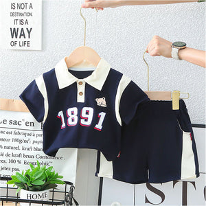 1891 Blue Sporty 2 Pcs Shorts Set For Toddlers And Kids - 2 - 3 Years Kids Clothing