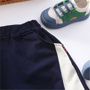 1891 Blue Sporty 2 Pcs Shorts Set For Toddlers And Kids - 2 - 3 Years Kids Clothing