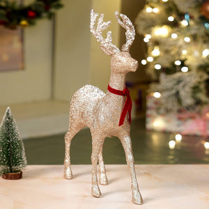 18inches Big white Sequence Gold Reindeer Christmas Décor and Decoration - Christmas