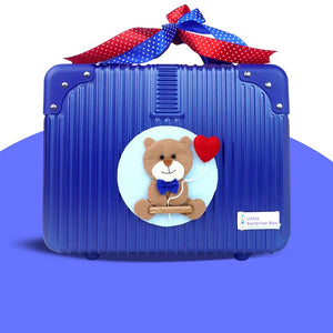 19 pcs Royal Blue Bow Teddy Birthday Gift Hamper set for Baby with travelling suitcase - Baby Gifting