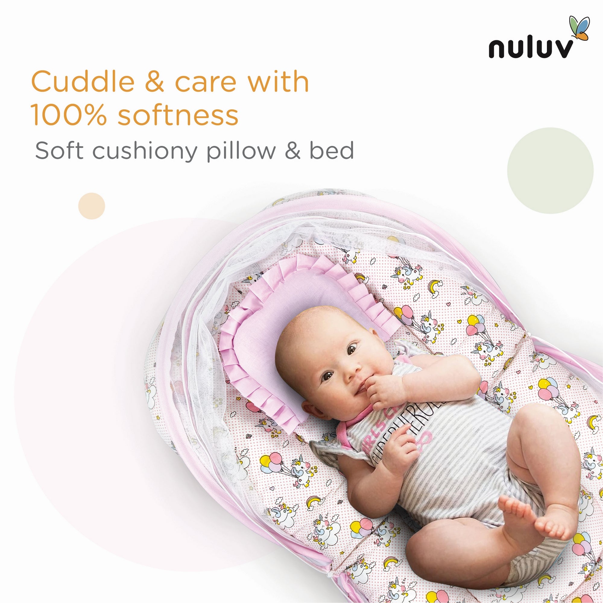 Nuluv Cotton Mosquito Net Set -Unicorn Birth+ to 6M