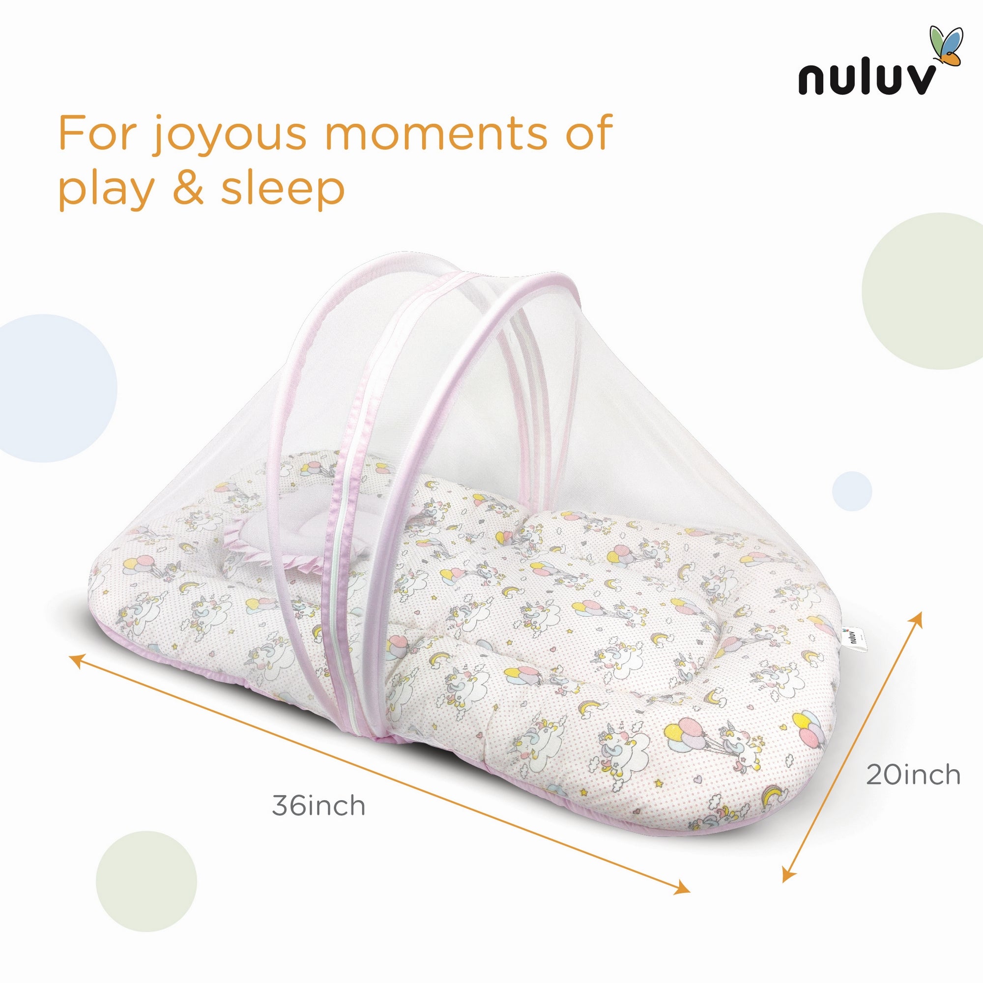 Nuluv Cotton Mosquito Net Set -Unicorn Birth+ to 6M