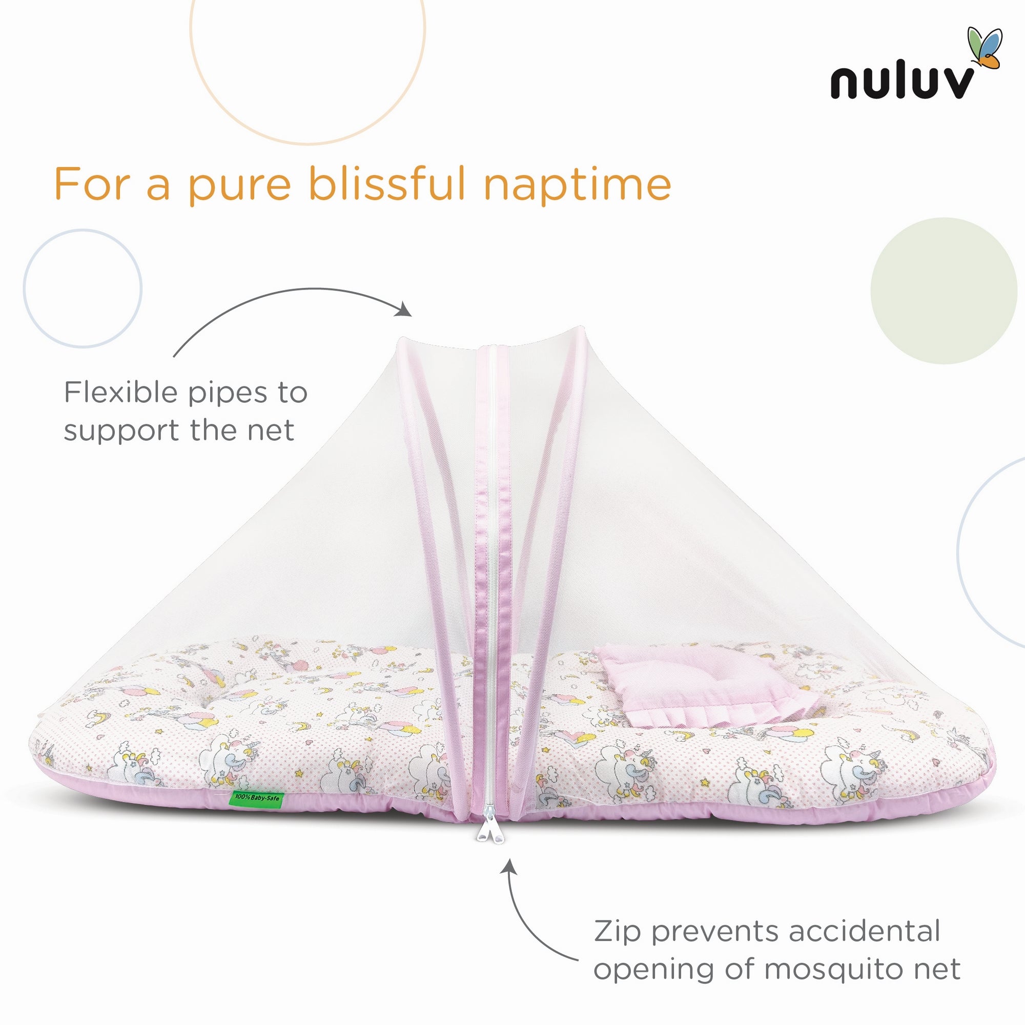 Nuluv Cotton Mosquito Net Set -Unicorn Birth+ to 6M