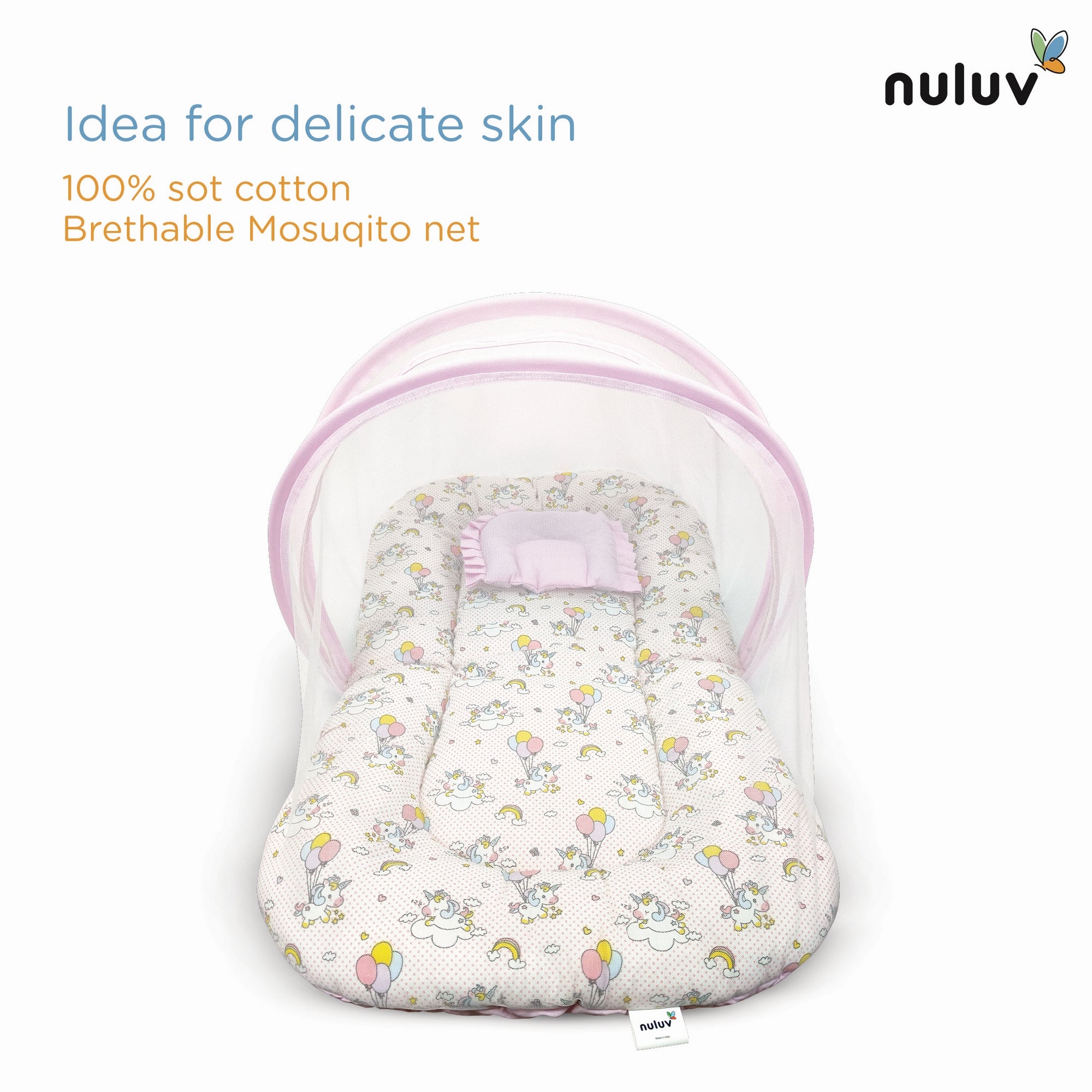 Nuluv Cotton Mosquito Net Set -Unicorn Birth+ to 6M