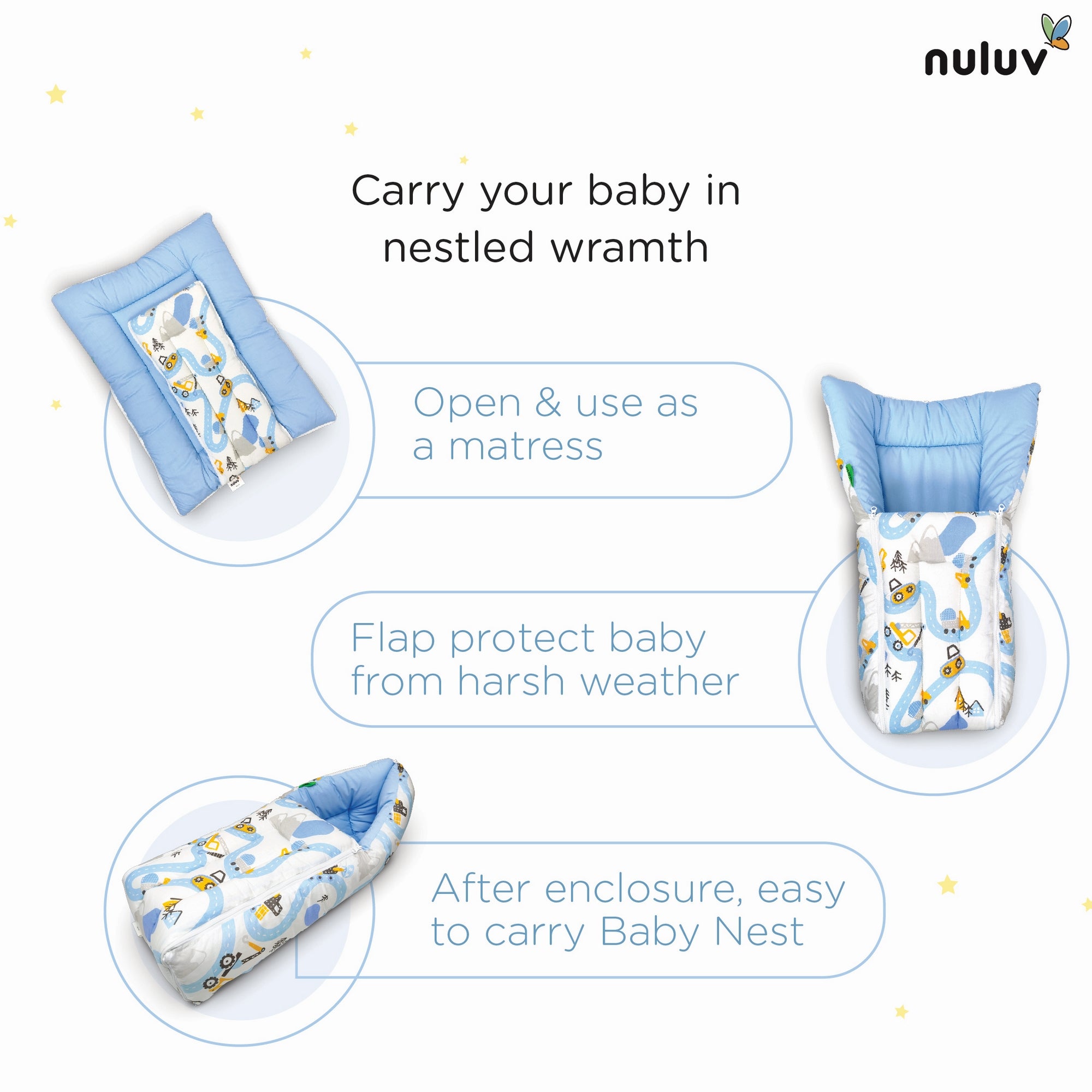 Nuluv Cotton Carry Nest - Transport Birth+ to 6M