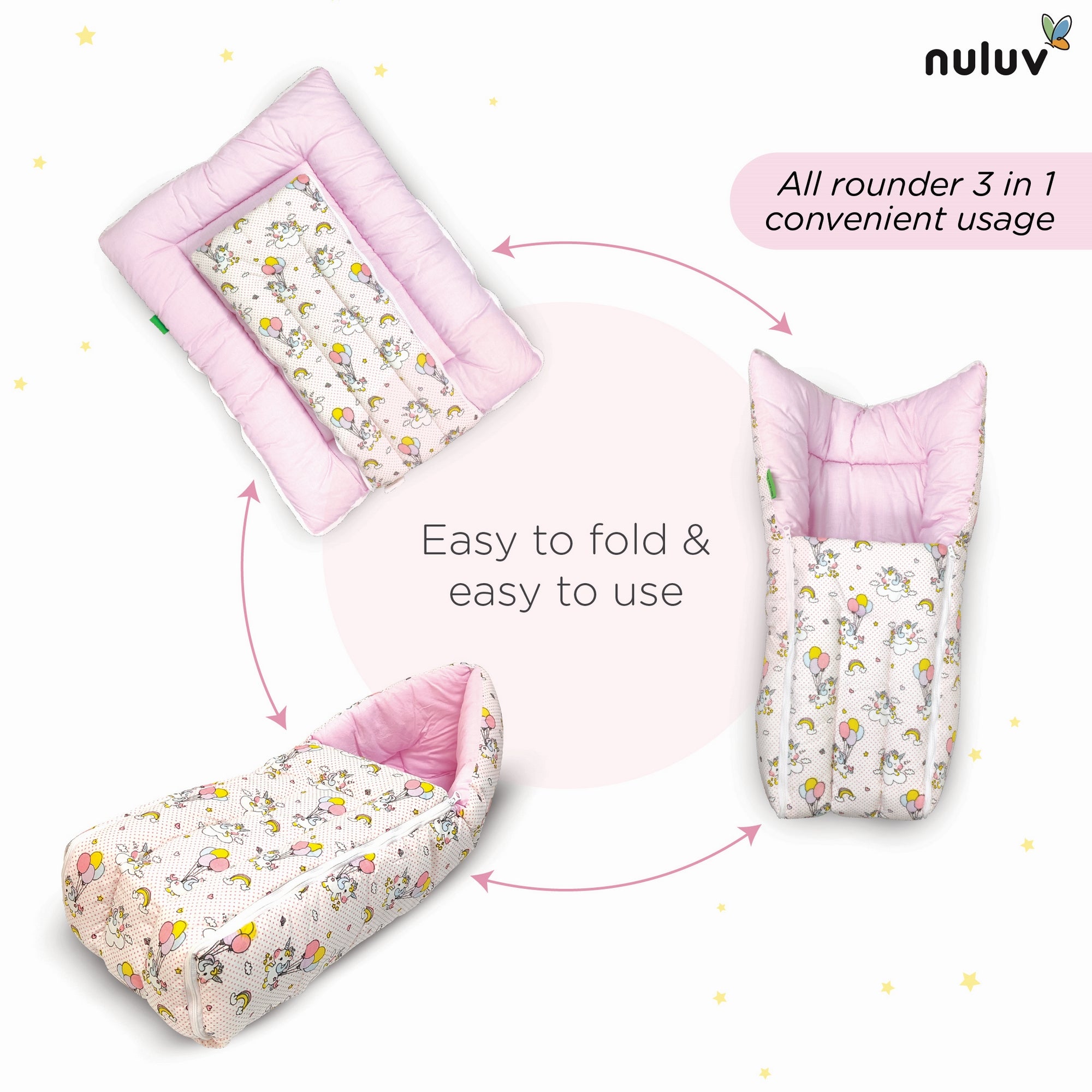 Nuluv Cotton Carry Nest -Unicorn Birth+ to 6M