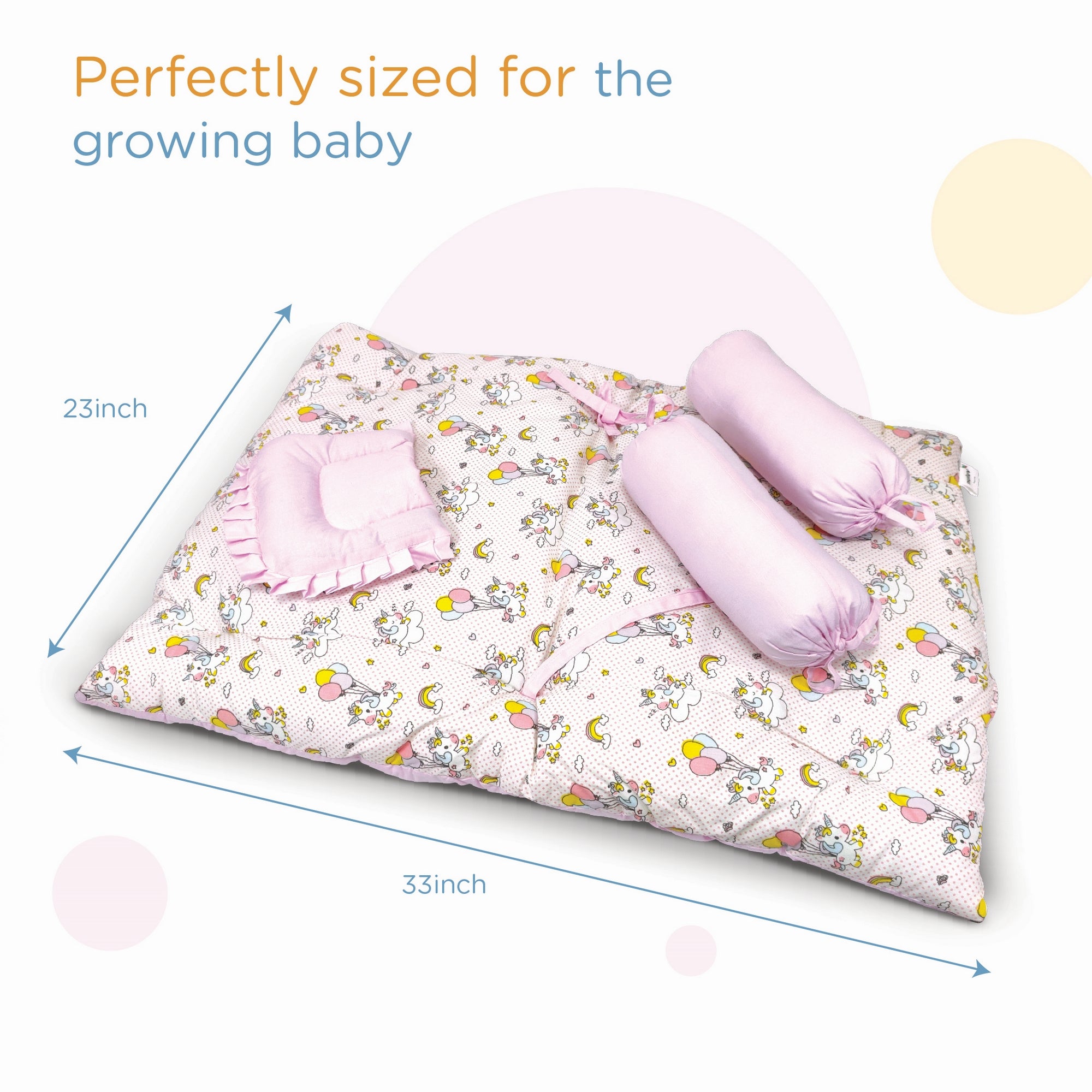 Nuluv Cotton 5 PC  Baby Gadda Set - Unicorn Birth+ to 6M