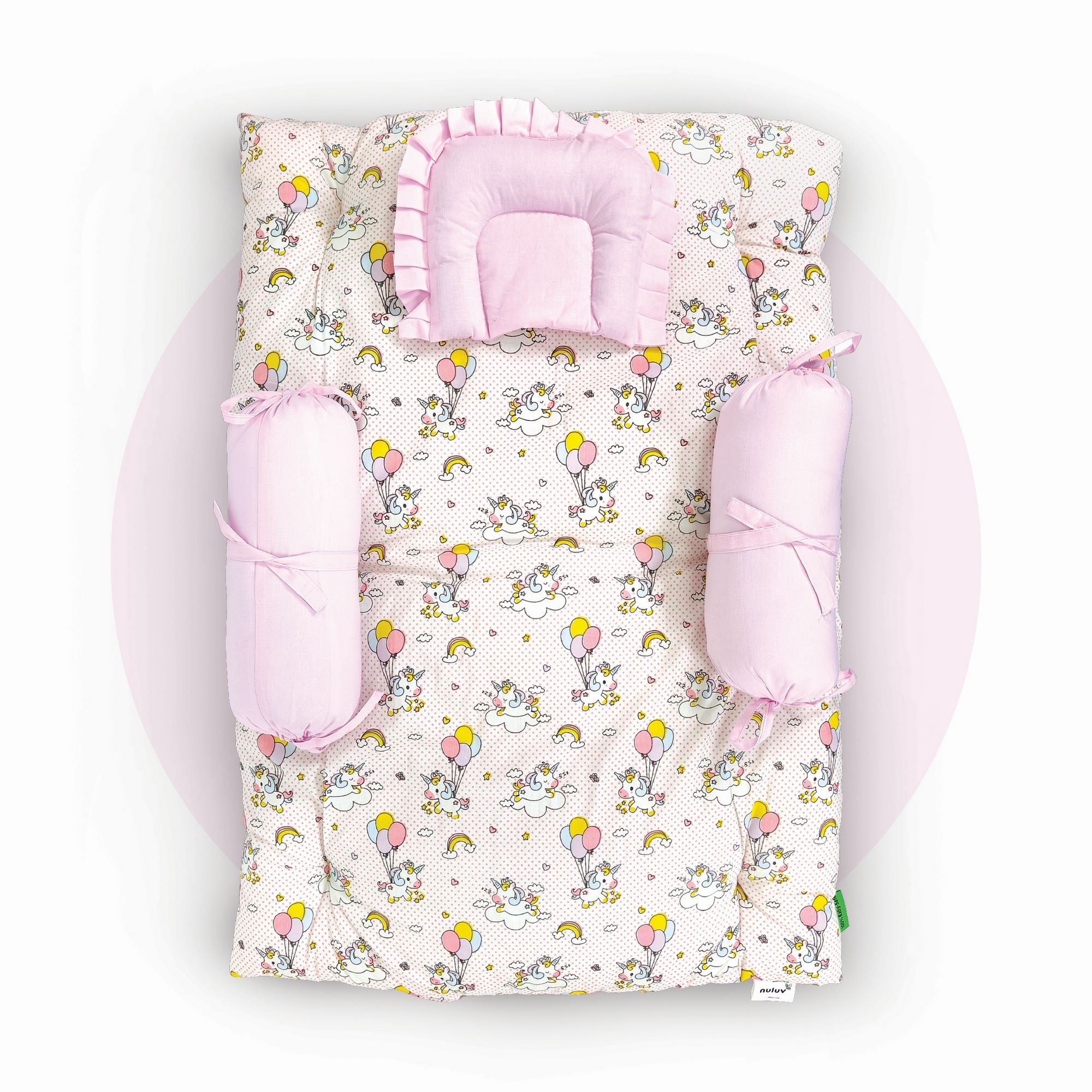 Nuluv Cotton 4 Pcs Gadda Set - Unicorn Birth+ to 6M