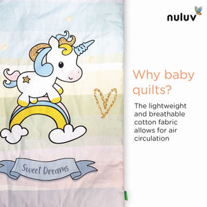 Nuluv - Baby Quilt - Nuluv Cotton Baby Quilt - Unicorn Birth+ to 6M - NLBQ002