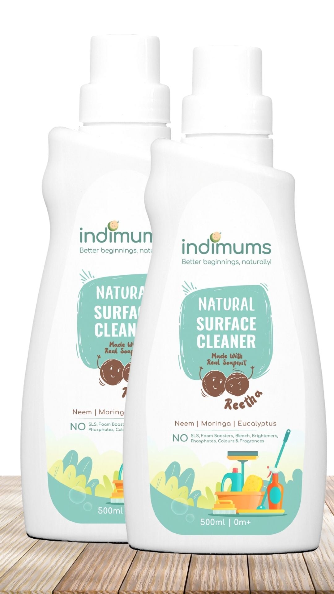 Indimums Reetha, Moringa & Eucalyptus Pet Safe Surface & Floor Cleaner 500 ML
