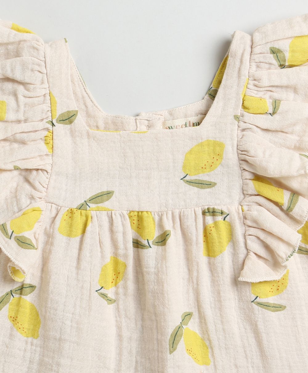 Sweetlime By AS Lemon Print Ruffle Organic Cotton Co-ord Set