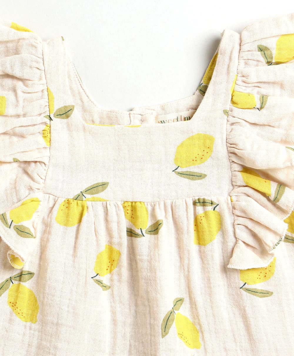 Sweetlime By AS Lemon Print Ruffle Organic Cotton Co-ord Set