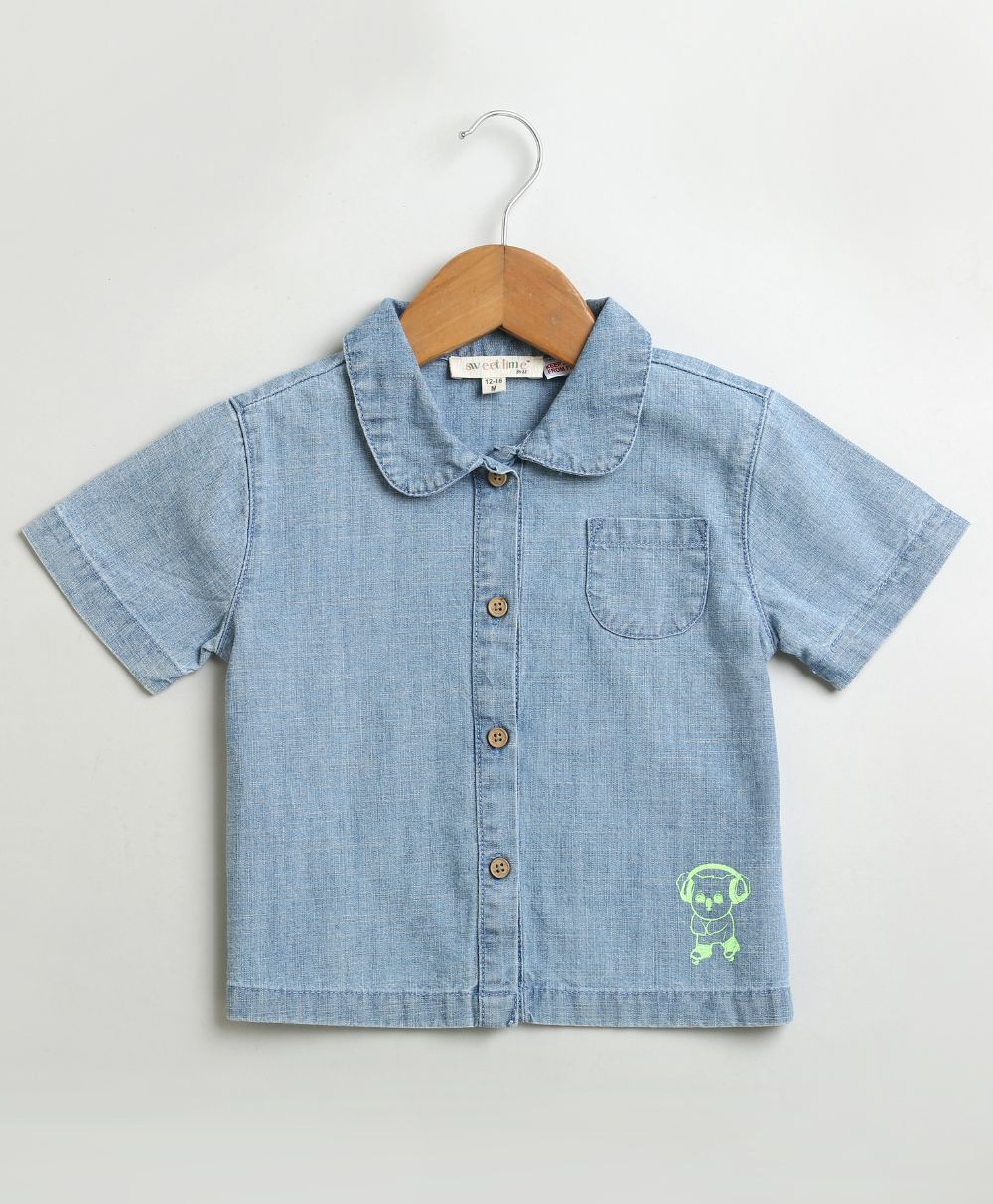 Sweetlime By AS Cotton Denim Shirt & Shorts Co-ord Set.