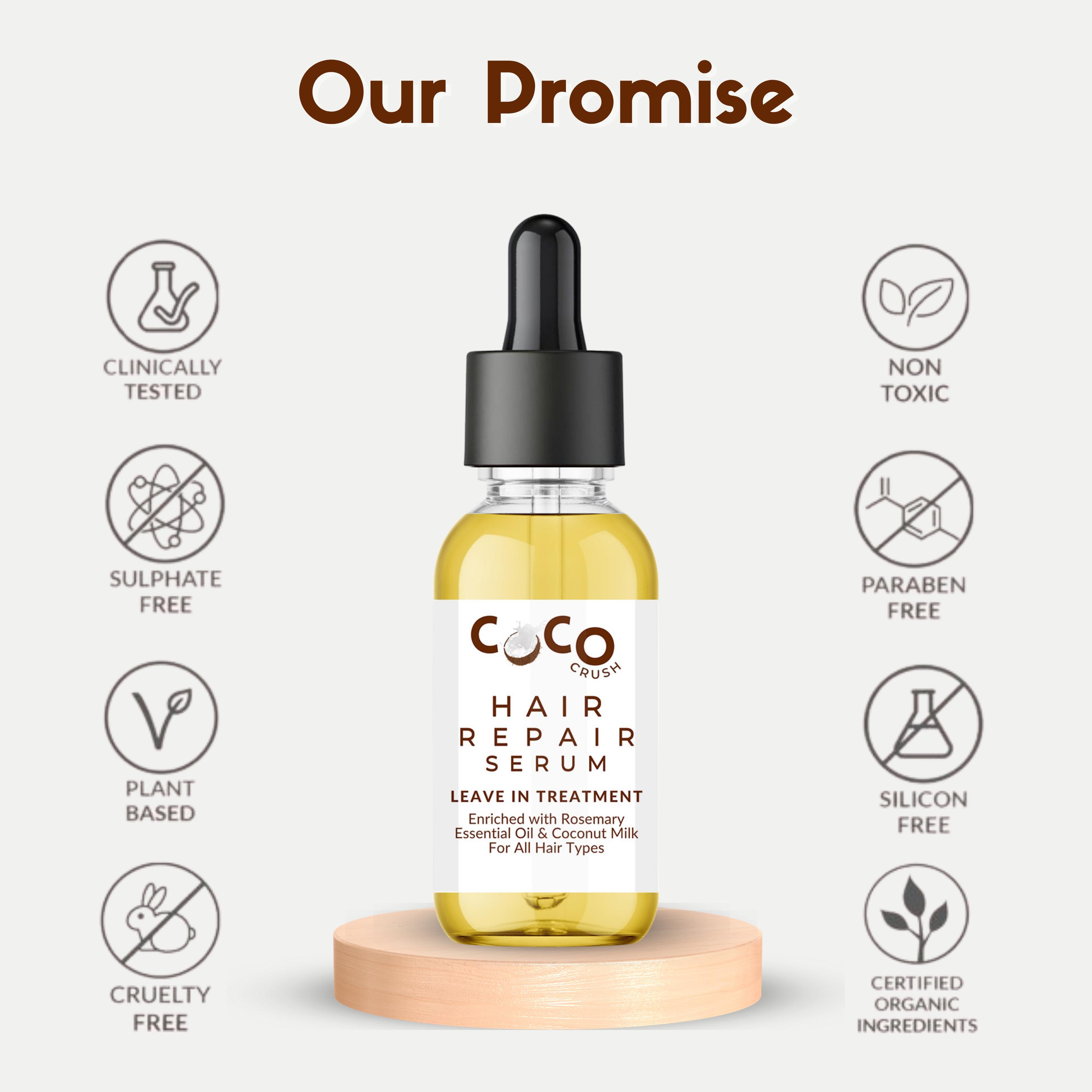 Coco Crush Leave-in Hair Repair Treatment Serum with Lavender & Rosemary Oil