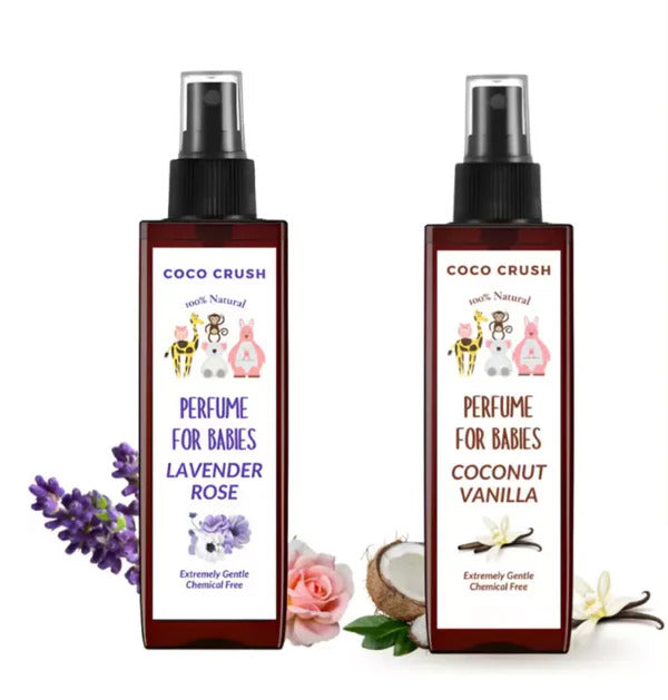 Coco Crush Gentle Baby Perfume Duo: Natural Rose Lavender & Coconut Vanilla - Pack of 2, 100ML each