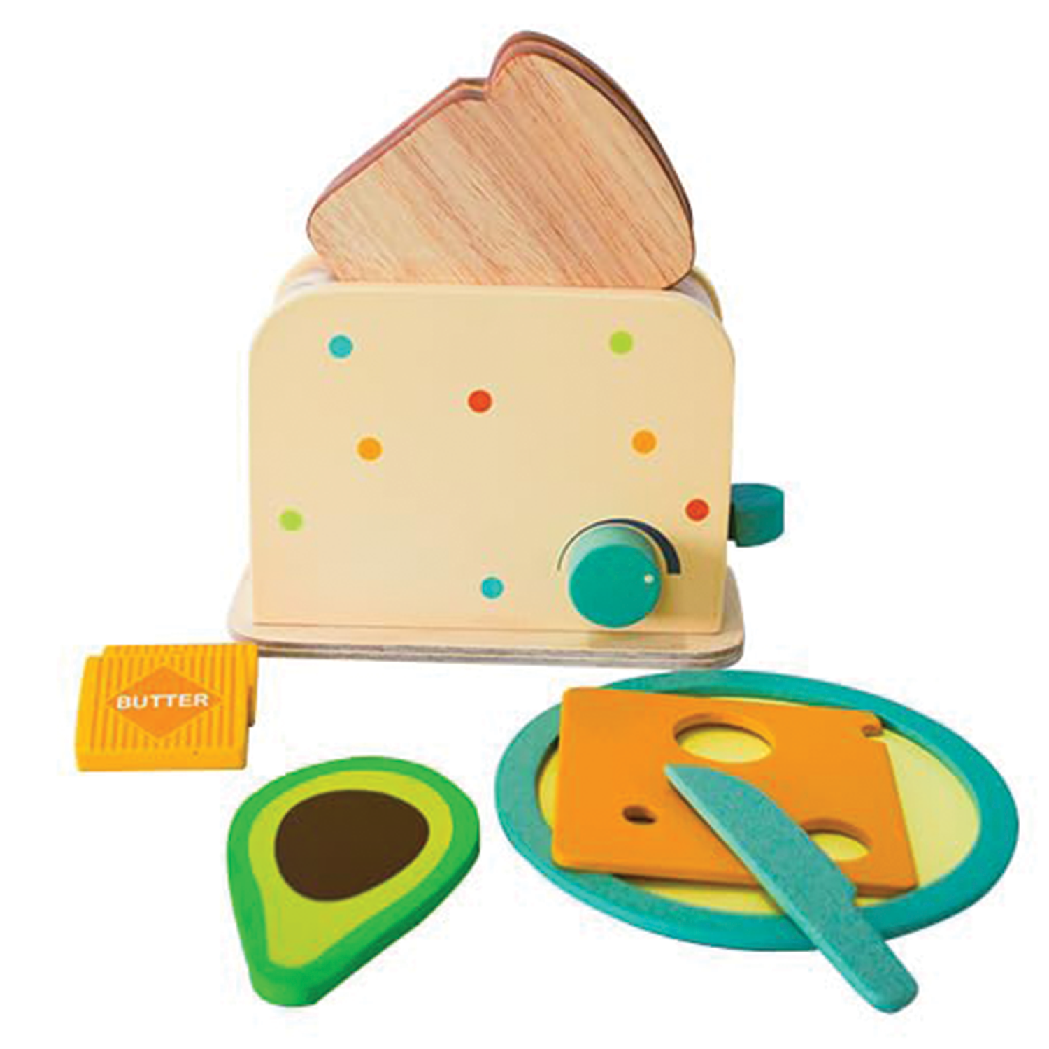 Playbox Roasty Toasty Wooden Toaster Kitchen Set Pretend Play Kids Baby Toy Set