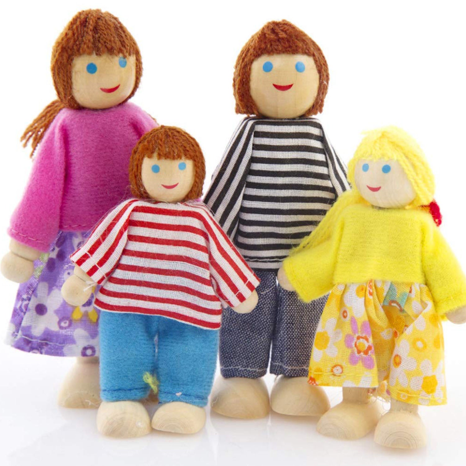 Playbox Wooden Figure Pop's Family Dolls Pretend Play Toy Set For Children Kids