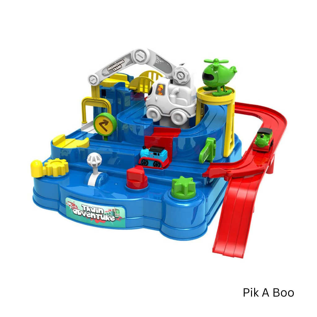 Pik A Boo Train Track Adventure Playset – Interactive Vehicle & Ramp Toy for Kids