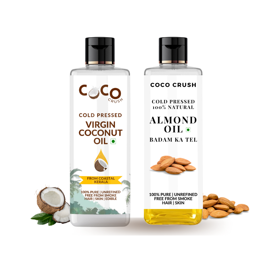 Coco Crush Cold-Pressed Virgin Coconut & Almond Oil Combo, Pack of 2- 200ML each