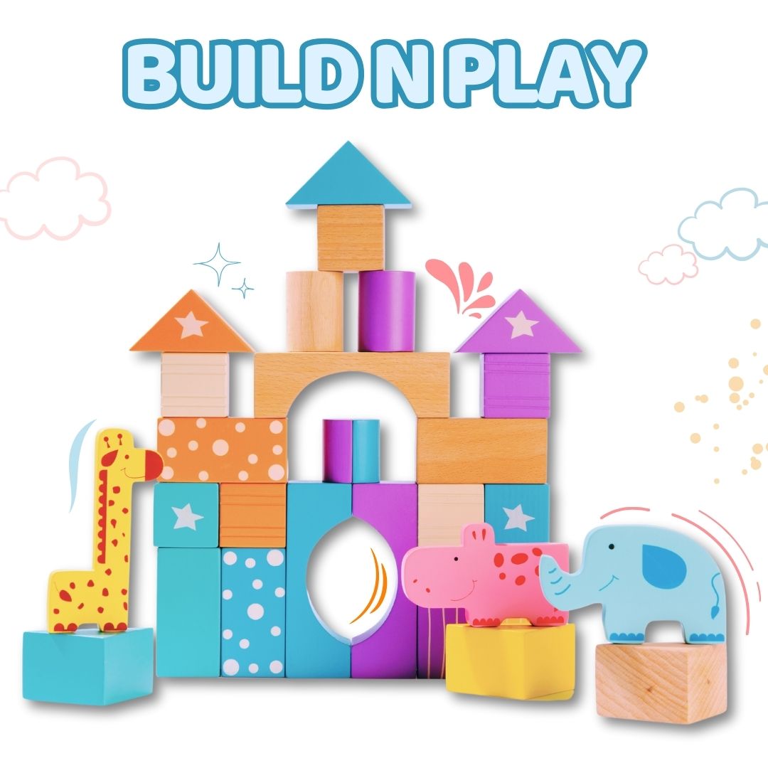 Cots & Cuddles 30pcs Wooden Building Blocks for Kids