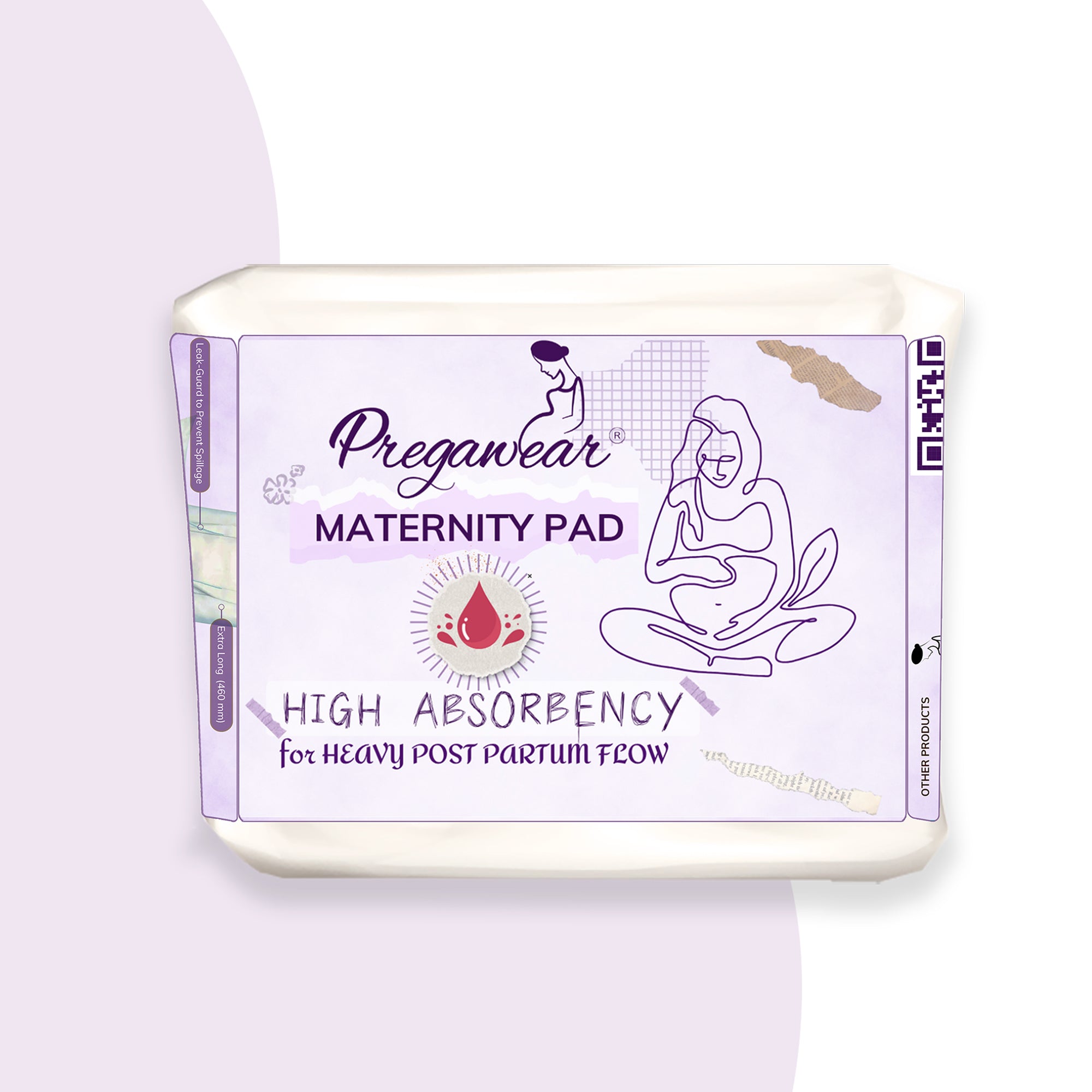 Pregawear Maternity Pad| Premium Disposable Soft Pads for Women| After Delivery Incontinence High Absorption | Heavy Periods | Leak Guard| Postpartum Flow| Rash Free | Overnight Protection Pack of 10.
