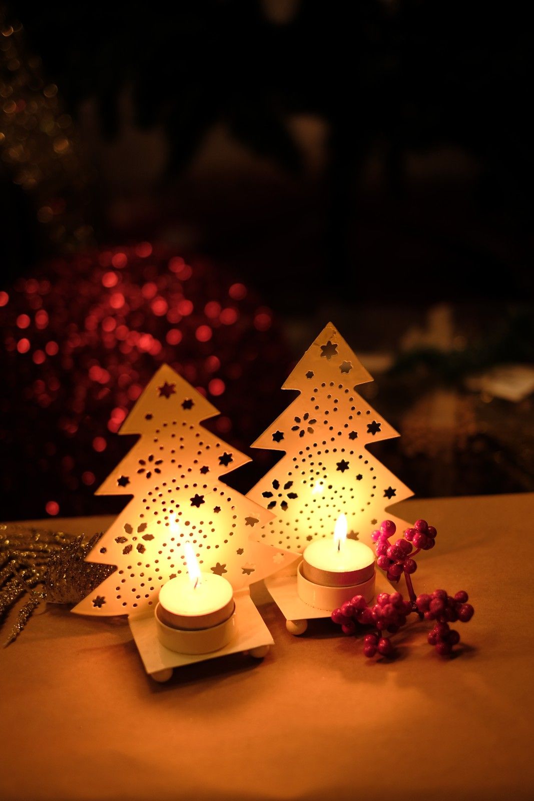 Swen OMBRE, tree shaped metal shadow tea light holder by SWEN