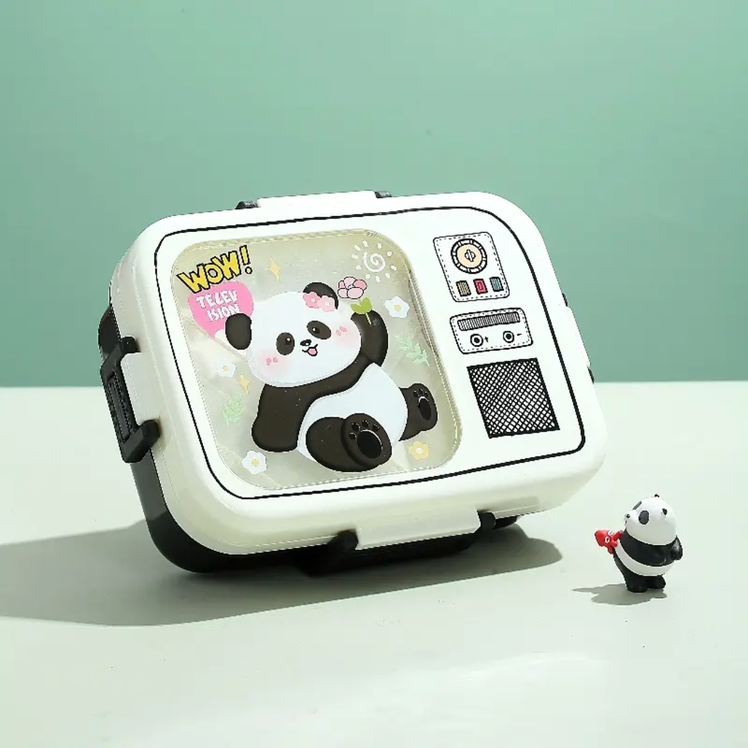 CuddleNest Cute Panda  Bento Lunch Box for Kids – Airtight, Leakproof, & Includes Spoon & Sauce Container