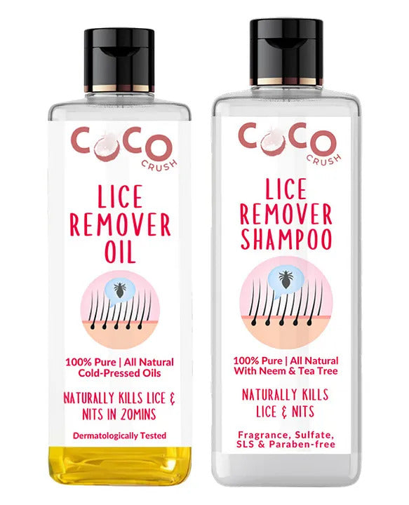 Coco Crush Ayurvedic Anti-Lice Combo: Oil & Shampoo, Kills Lice, Eggs & Nits- Pack of 2