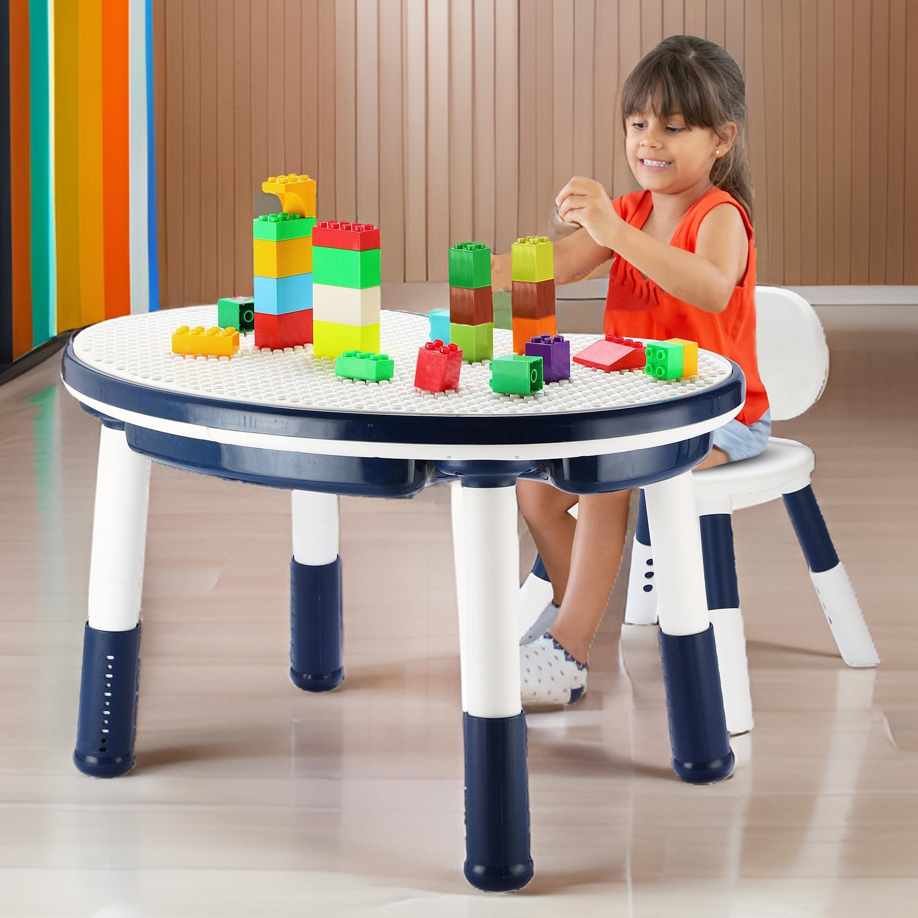 OPlus Blocks cum Sensory Table with chair - Blue color